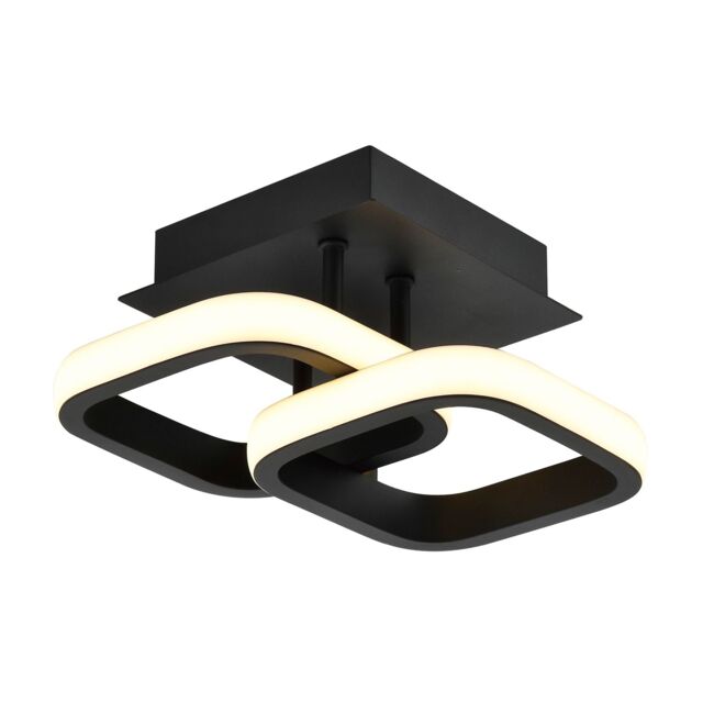 Happy Homewares Contemporary LED Ceiling Light Fitting in Square Metal in Black - image 1
