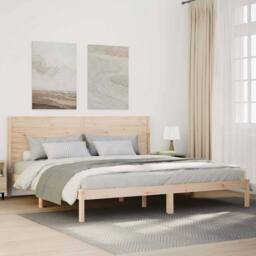 Berkfield Home Extra Long Bed Frame without Mattress 180x210 cm Solid Wood in Light Brown - thumbnail 2