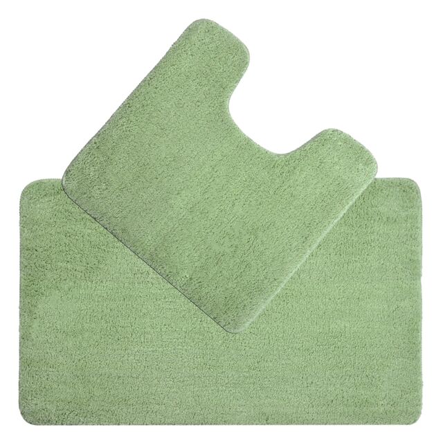 Allure Bath Fashions Deep Pile Microfibre Non Slip Bath Mat Set in Pale Green - image 1