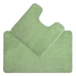 Allure Bath Fashions Deep Pile Microfibre Non Slip Bath Mat Set in Pale Green - thumbnail 1