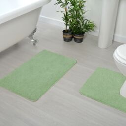 Allure Bath Fashions Deep Pile Microfibre Non Slip Bath Mat Set in Pale Green - thumbnail 2