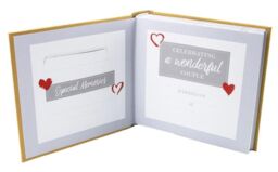Happy Homewares Lovely Golden 50th Wedding Anniversary Photo Album with Double Heart Decoration in Gold - thumbnail 3