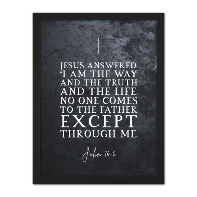 "Artery8 Wall Art Print John 14:6 Jesus I am the Way The Truth & The Life Christian Bible Verse Large Framed Wall Décor Art - Size: W18"" x H24""" - image 1
