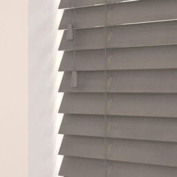 New Edge Blinds Wooden Venetian Blinds with Strings (120cm Drop) in Grey - Size: 60 cm - thumbnail 1