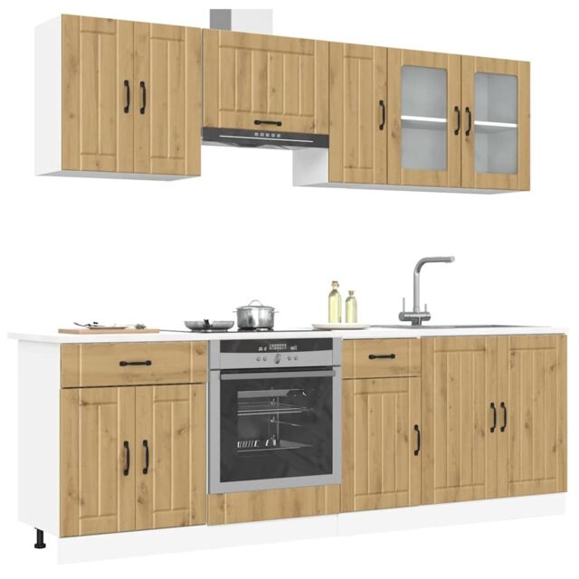 Berkfield Home 8 Piece Kitchen Cabinet Set Kalmar Artisan Oak Engineered Wood in Brown - image 1