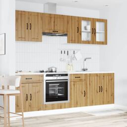 Berkfield Home 8 Piece Kitchen Cabinet Set Kalmar Artisan Oak Engineered Wood in Brown - thumbnail 3