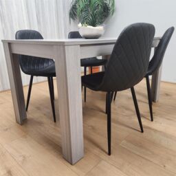 KOSY KOALA Modern Rectangle Dining Table Set With 4 Black Gem Pattern Chairs Dining Room Furniture in Brown - thumbnail 9