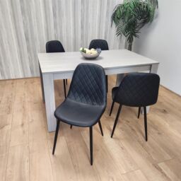 KOSY KOALA Modern Rectangle Dining Table Set With 4 Black Gem Pattern Chairs Dining Room Furniture in Brown - thumbnail 1