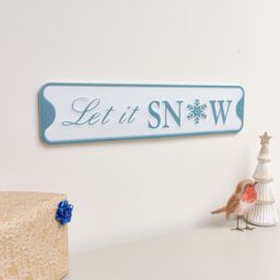 Blue & White Let It Snow Decorative Christmas Sign - thumbnail 4