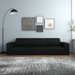Berkfield Home 4-Seater Stretch Couch Slipcover Black Polyester Jersey - thumbnail 1