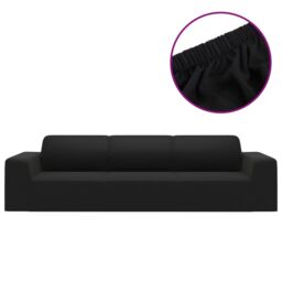 Berkfield Home 4-Seater Stretch Couch Slipcover Black Polyester Jersey - thumbnail 2