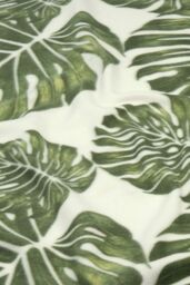 OHS Tropical Leaf Print Polar Fleece Throw in Green - Size: 120 cm x 150 cm - thumbnail 4