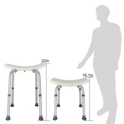 FLAVORA Height Adjustable Portable Shower Bath Seat Stool in White - thumbnail 3