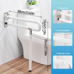 EONLION 1 PCS Safety Grab Bar Foldable Toilet Hand Rail in White - thumbnail 2