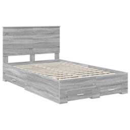 Berkfield Home Bed Frame with Drawer Grey Sonoma 120 x 190 cm Engineered Wood - thumbnail 4