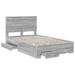Berkfield Home Bed Frame with Drawer Grey Sonoma 120 x 190 cm Engineered Wood - thumbnail 5