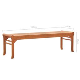 Berkfield Home 3-Seater Garden Bench 150 cm Solid Eucalyptus Wood in Brown - thumbnail 6
