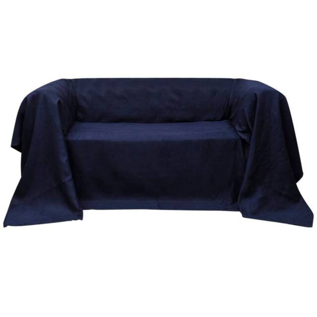 Berkfield Home Micro-suede Couch Slipcover Navy Blue 210 x 280 cm - image 1