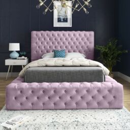 DS Living Cambridge Upholstered Soft Touch Pink Velvet Bed Frame - Size: King - thumbnail 3