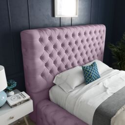 DS Living Cambridge Upholstered Soft Touch Pink Velvet Bed Frame - Size: King - thumbnail 2