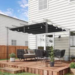 Matteo Dark Grey Retractable Pergola Canopy Replacement Fabric - thumbnail 2