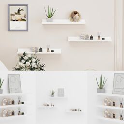 Xample Floating Shelves Wood Set 3 Wall Mounted Shelf Display Book Shelf in White - thumbnail 3