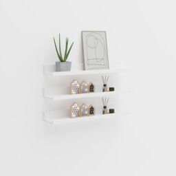 Xample Floating Shelves Wood Set 3 Wall Mounted Shelf Display Book Shelf in White - thumbnail 4