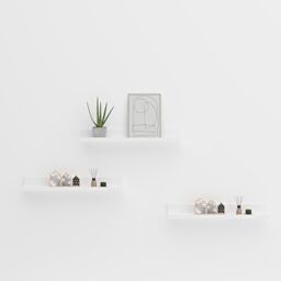 Xample Floating Shelves Wood Set 3 Wall Mounted Shelf Display Book Shelf in White - thumbnail 7