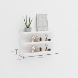 Xample Floating Shelves Wood Set 3 Wall Mounted Shelf Display Book Shelf in White - thumbnail 8