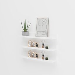 Xample Floating Shelves Wood Set 3 Wall Mounted Shelf Display Book Shelf in White - thumbnail 6