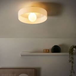 Wyld and Coco Flush Ceiling Lamp - White Glass Shade for Low Ceilings - thumbnail 1