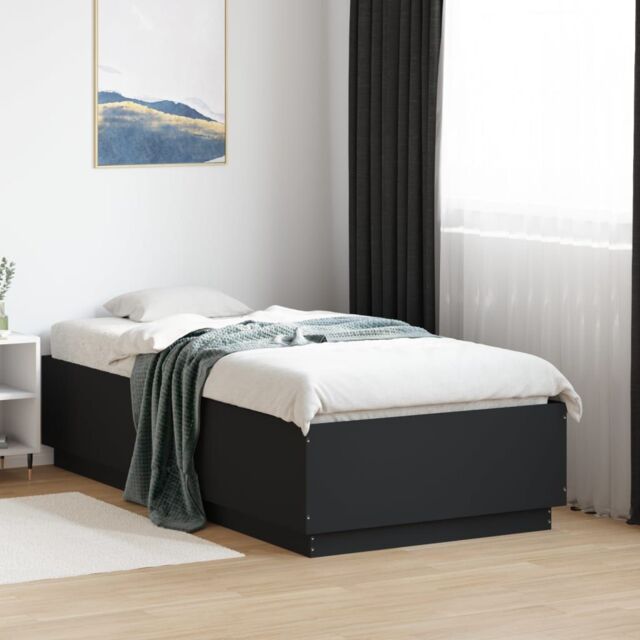 Berkfield Home Bed Frame with LED without Mattress Black 75x190 cm Small Single - image 1