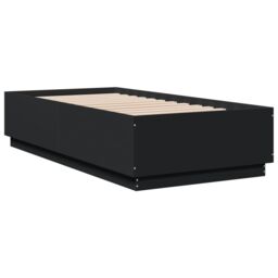 Berkfield Home Bed Frame with LED without Mattress Black 75x190 cm Small Single - thumbnail 3