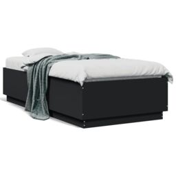 Berkfield Home Bed Frame with LED without Mattress Black 75x190 cm Small Single - thumbnail 5