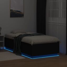 Berkfield Home Bed Frame with LED without Mattress Black 75x190 cm Small Single - thumbnail 4