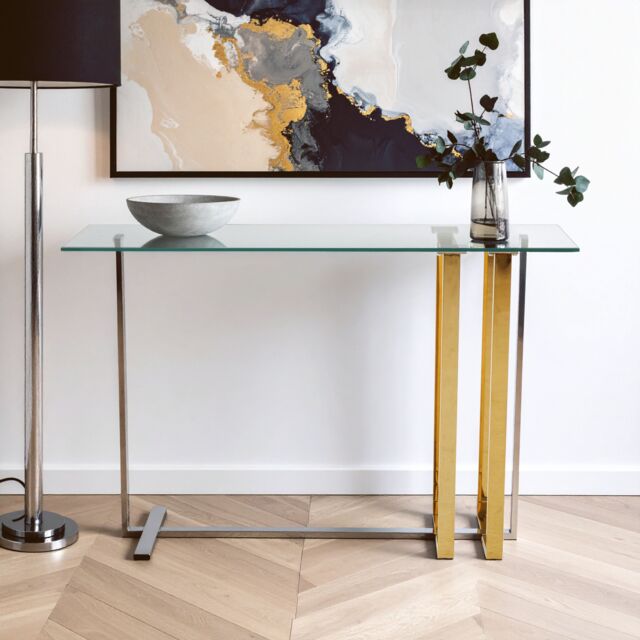 Orsina Sleek Design Console Table, Contemporary Console Table For Livingroom, Versatile Console Table For Sofa in Gold - image 1