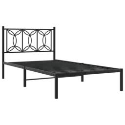 Berkfield Home Metal Bed Frame without Mattress with Headboard Black 100x190cm - Size: 100x190 cm - thumbnail 3