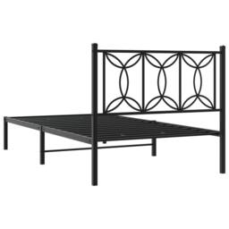 Berkfield Home Metal Bed Frame without Mattress with Headboard Black 100x190cm - Size: 100x190 cm - thumbnail 6