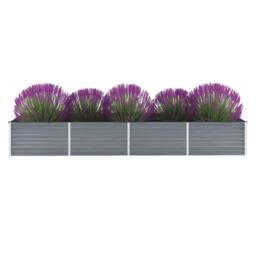 Berkfield Home Garden Raised Bed Galvanised Steel 320x80x45 cm Grey - Size: 320 x 80 x 45 cm - thumbnail 2