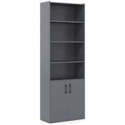 Gymax 178cm Bookcase 6-tier Modern Style Storage Cabinet With Shelves in Grey - thumbnail 9
