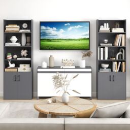Gymax 178cm Bookcase 6-tier Modern Style Storage Cabinet With Shelves in Grey - thumbnail 3