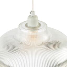 Happy Homewares Classic American Diner Clear Ribbed Glass Ceiling Pendant Light Shade - thumbnail 3