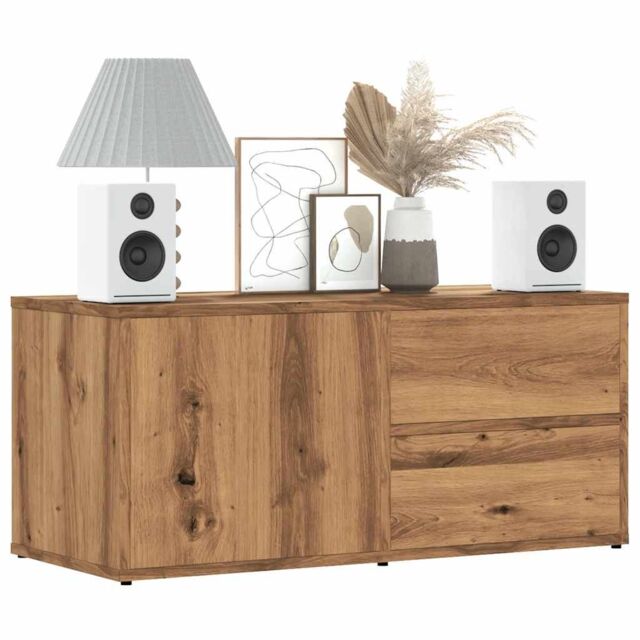 Berkfield Home TV Cabinet Artisan Oak 80x34x35.5 cm Engineered Wood in Brown - image 1