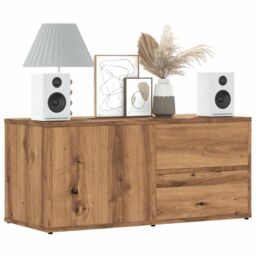Berkfield Home TV Cabinet Artisan Oak 80x34x35.5 cm Engineered Wood in Brown - thumbnail 1