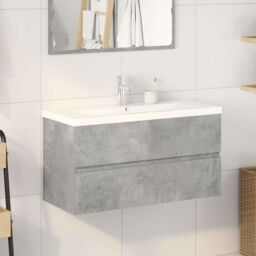 Berkfield Home 2 Piece Bathroom Furniture Set Concrete Grey Engineered Wood - thumbnail 3