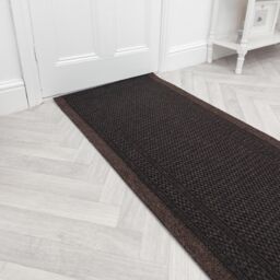 runrug Hallway Carpet Runner Rug - Hardwearing & Durable, 7mm - 'Aztec' in Dark Brown - Size: 80 cm x 360 cm - thumbnail 1