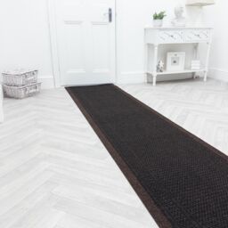 runrug Hallway Carpet Runner Rug - Hardwearing & Durable, 7mm - 'Aztec' in Dark Brown - Size: 80 cm x 360 cm - thumbnail 3