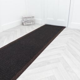 runrug Hallway Carpet Runner Rug - Hardwearing & Durable, 7mm - 'Aztec' in Dark Brown - Size: 80 cm x 360 cm - thumbnail 4