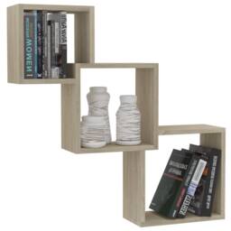 Berkfield Home Cube Wall Shelf Sonoma Oak 68x15x68 cm Engineered Wood in Brown - Size: 68 x 15 x 68 cm - thumbnail 3