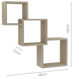 Berkfield Home Cube Wall Shelf Sonoma Oak 68x15x68 cm Engineered Wood in Brown - Size: 68 x 15 x 68 cm - thumbnail 6